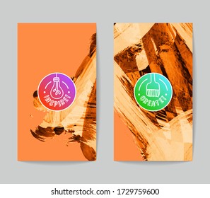 Set of vector business card templates with brush stroke background.