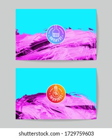 Set of vector business card templates with brush stroke background.