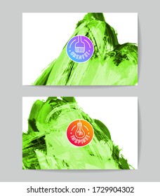 Conjunto de plantillas de tarjetas de negocio vectoriales con fondo de trazo de pincel.
