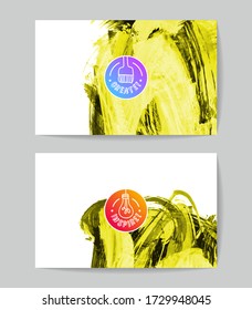 Set of vector business card templates with brush stroke background.