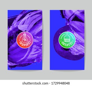 Set of vector business card templates with brush stroke background.