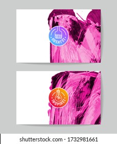 Set of vector business card templates with brush stroke background.