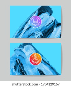 Conjunto de plantillas de tarjetas de negocio vectoriales con fondo de trazo de pincel.