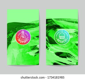 Set of vector business card templates with brush stroke background.