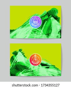 Set of vector business card templates with brush stroke background.