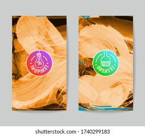Set of vector business card templates with brush stroke background.