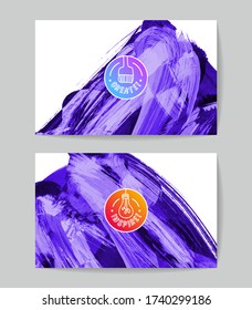 Set of vector business card templates with brush stroke background.