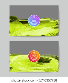 Conjunto de plantillas de tarjetas de negocio vectoriales con fondo de trazo de pincel.
