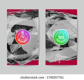 Set of vector business card templates with brush stroke background.