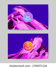 Set of vector business card templates with brush stroke background.