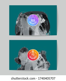 Set of vector business card templates with brush stroke background.