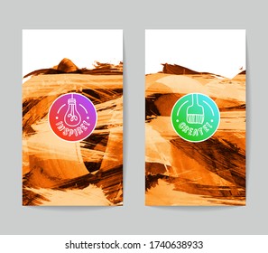 Set of vector business card templates with brush stroke background.