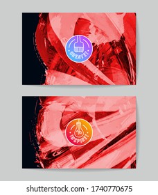 Conjunto de plantillas de tarjetas de negocio vectoriales con fondo de trazo de pincel.