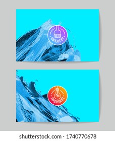 Set of vector business card templates with brush stroke background.