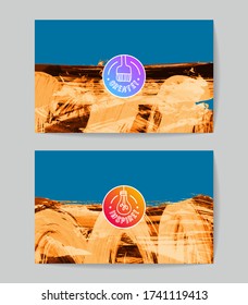 Conjunto de plantillas de tarjetas de negocio vectoriales con fondo de trazo de pincel.