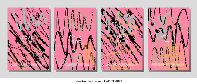 Set of vector business card templates with brush stroke background. Applicable for placards, brochures, posters, covers and banners. Stamp for Calligraphy. Typographic template.