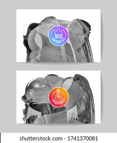 Conjunto de plantillas de tarjetas de negocio vectoriales con fondo de trazo de pincel.