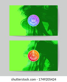 Set of vector business card templates with brush stroke background.