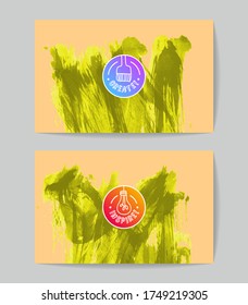 Conjunto de plantillas de tarjetas de negocio vectoriales con fondo de trazo de pincel.