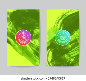 Set of vector business card templates with brush stroke background.