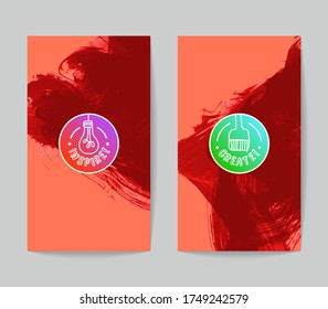 Conjunto de plantillas de tarjetas de negocio vectoriales con fondo de trazo de pincel.