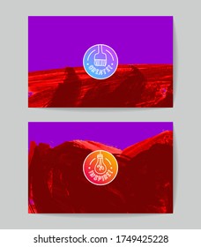 Set of vector business card templates with brush stroke background.