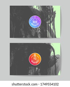 Set of vector business card templates with brush stroke background.