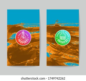 Set of vector business card templates with brush stroke background.