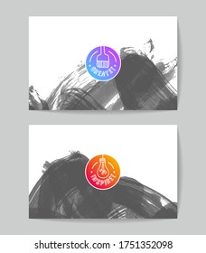 Set of vector business card templates with brush stroke background.