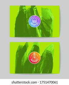 Conjunto de plantillas de tarjetas de negocio vectoriales con fondo de trazo de pincel.