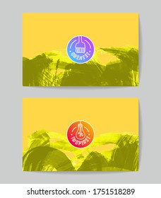 Set of vector business card templates with brush stroke background.