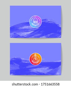 Conjunto de plantillas de tarjetas de negocio vectoriales con fondo de trazo de pincel.