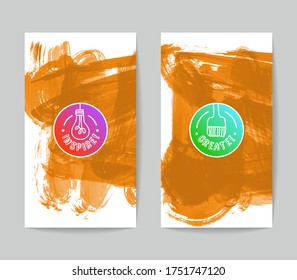 Set of vector business card templates with brush stroke background.