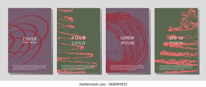 Set of vector business card templates with brush stroke background. Applicable for placards, brochures, posters, covers and banners. Stamp for Calligraphy. Typographic template.
