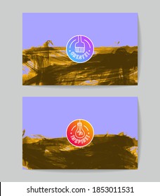Set of vector business card templates with brush stroke background.
