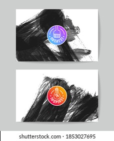Set of vector business card templates with brush stroke background.