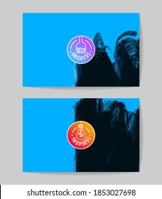 Set of vector business card templates with brush stroke background.