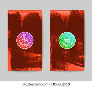 Set von Vektorgrafik-Vorlagen mit Pinselstrich-Hintergrund.