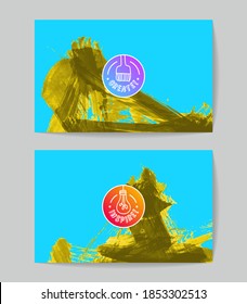 Set von Vektorgrafik-Vorlagen mit Pinselstrich-Hintergrund.