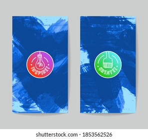 Set of vector business card templates with brush stroke background.