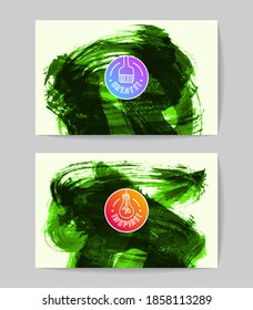 Set of vector business card templates with brush stroke background.