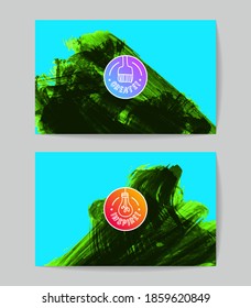 Set of vector business card templates with brush stroke background.