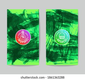 Conjunto de plantillas de tarjetas de negocio vectoriales con fondo de trazo de pincel.