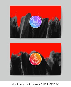 Set von Vektorgrafik-Vorlagen mit Pinselstrich-Hintergrund.