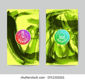 Set von Vektorgrafik-Vorlagen mit Pinselstrich-Hintergrund.