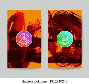 Set von Vektorgrafik-Vorlagen mit Pinselstrich-Hintergrund.