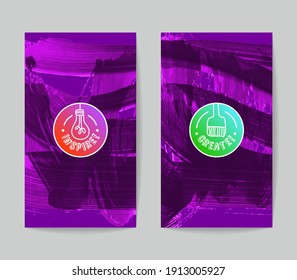 Set of vector business card templates with brush stroke background.