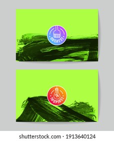 Conjunto de plantillas de tarjetas de negocio vectoriales con fondo de trazo de pincel.