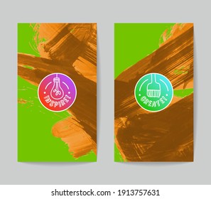 Set of vector business card templates with brush stroke background.
