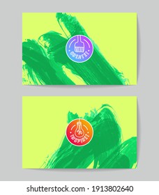 Set of vector business card templates with brush stroke background.